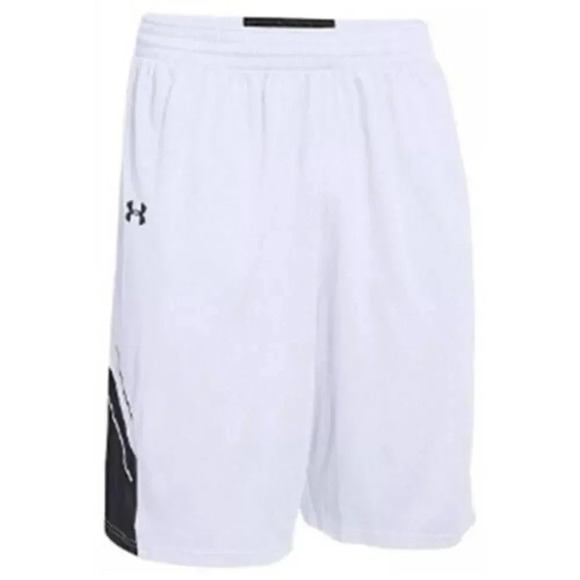 Men's Under Armour Basketball Shorts 10" Inseam  White/Black Adult S - Picture 1 of 1